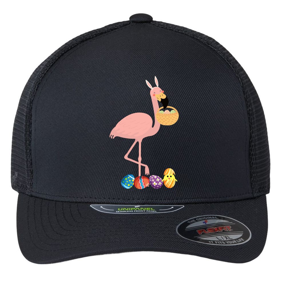 Flamingo Easter Egg Flexfit Unipanel Trucker Cap