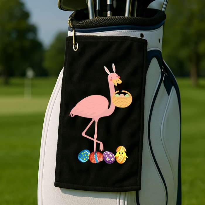 Flamingo Easter Egg Golf Towel