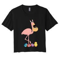 Flamingo Easter Egg Women's Crop Top Tee