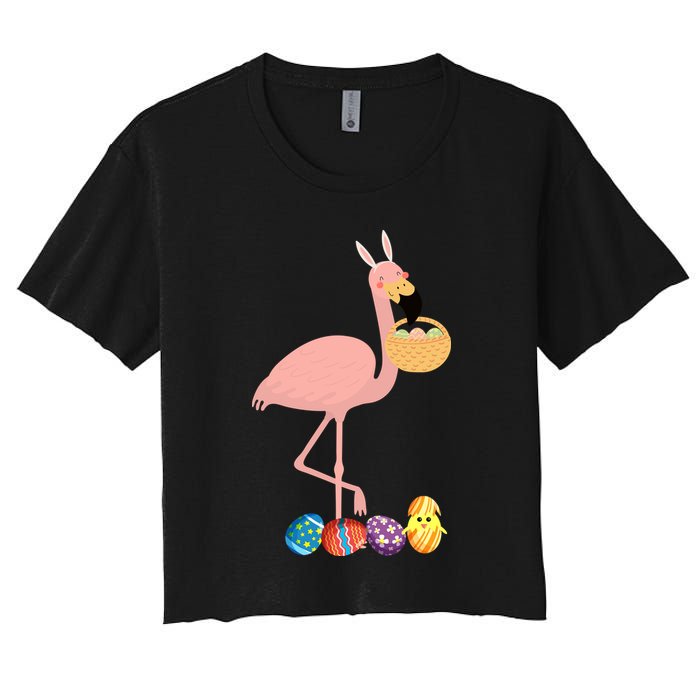 Flamingo Easter Egg Women's Crop Top Tee