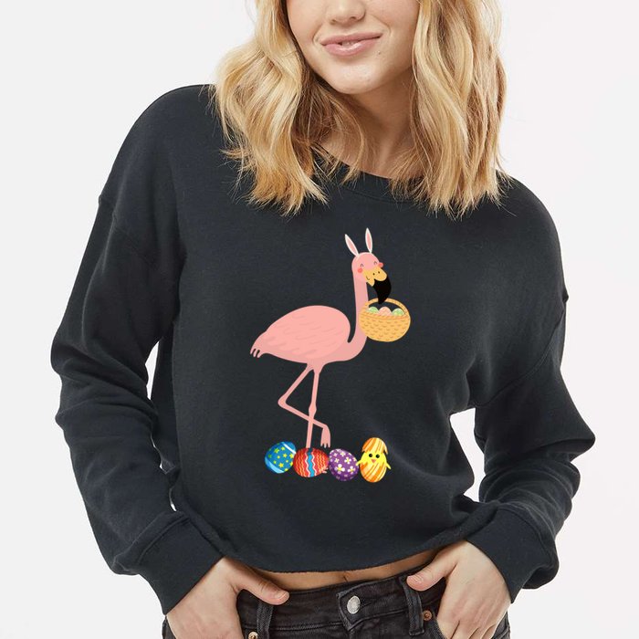 Flamingo Easter Egg Cropped Pullover Crew