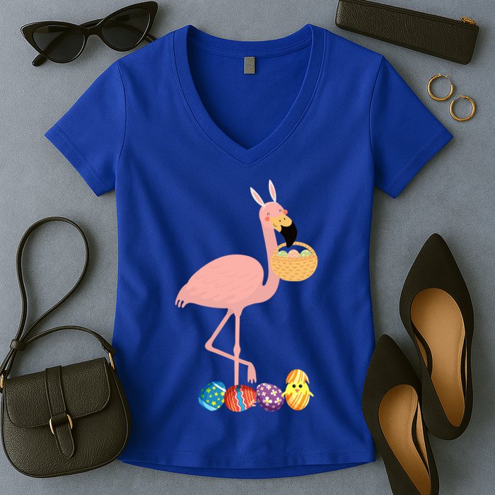 Flamingo Easter Egg Women's V-Neck T-Shirt