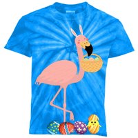 Flamingo Easter Egg Kids Tie-Dye T-Shirt