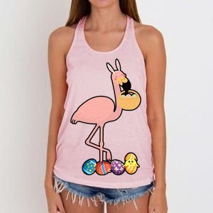 Flamingo Easter Egg Women's Knotted Racerback Tank