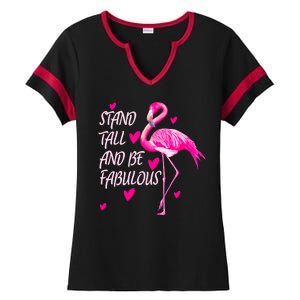 Flamingo Stand Tall And Be Fabulous Ladies Halftime Notch Neck Tee