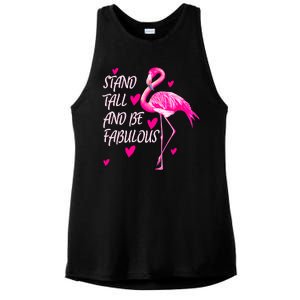 Flamingo Stand Tall And Be Fabulous Ladies PosiCharge Tri-Blend Wicking Tank