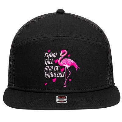 Flamingo Stand Tall And Be Fabulous 7 Panel Mesh Trucker Snapback Hat