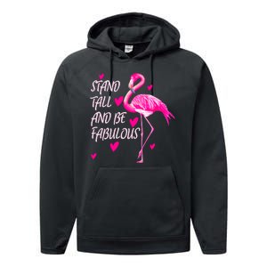 Flamingo Stand Tall And Be Fabulous Performance Fleece Hoodie