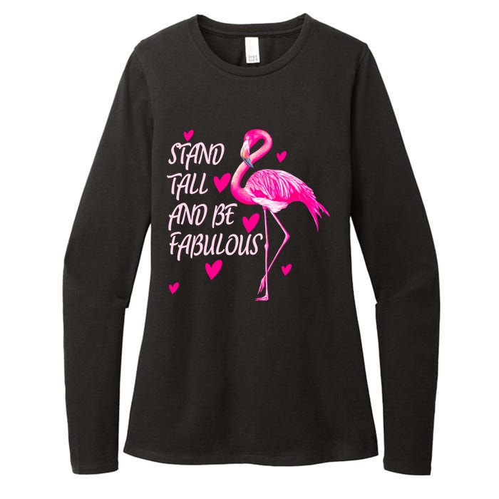 Flamingo Stand Tall And Be Fabulous Womens CVC Long Sleeve Shirt