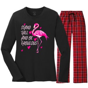 Flamingo Stand Tall And Be Fabulous Women's Long Sleeve Flannel Pajama Set 