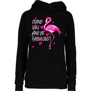 Flamingo Stand Tall And Be Fabulous Womens Funnel Neck Pullover Hood