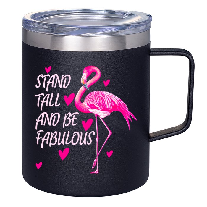 Flamingo Stand Tall And Be Fabulous 12oz Stainless Steel Coffee Mug