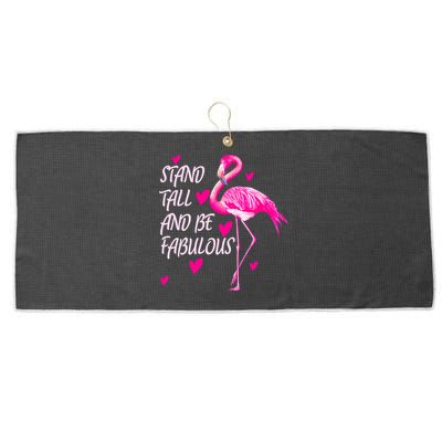 Flamingo Stand Tall And Be Fabulous Large Microfiber Waffle Golf Towel