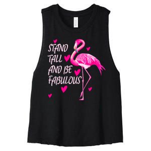 Flamingo Stand Tall And Be Fabulous Women's Racerback Cropped Tank