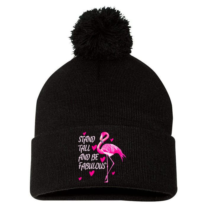Flamingo Stand Tall And Be Fabulous Pom Pom 12in Knit Beanie