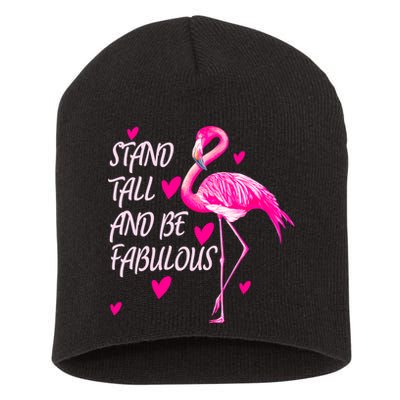 Flamingo Stand Tall And Be Fabulous Short Acrylic Beanie