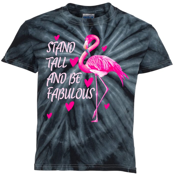 Flamingo Stand Tall And Be Fabulous Kids Tie-Dye T-Shirt