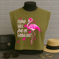 Flamingo Stand Tall And Be Fabulous Garment-Dyed Women's Muscle Tee