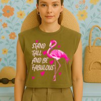 Flamingo Stand Tall And Be Fabulous Garment-Dyed Women's Muscle Tee