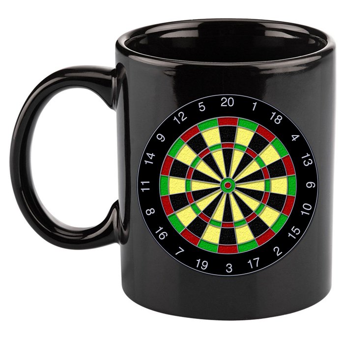 Flat Dart Board Gaming 11oz C Handle Ceramic Mug