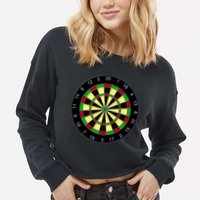 Flat Dart Board Gaming Cropped Pullover Crew