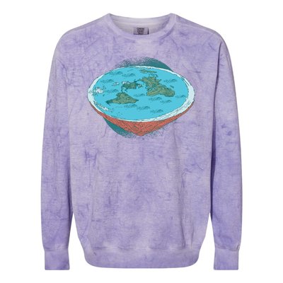 Flat Earth Theory Colorblast Crewneck Sweatshirt