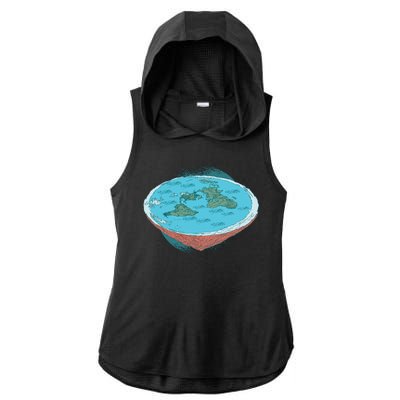 Flat Earth Theory Ladies PosiCharge Tri-Blend Wicking Draft Hoodie Tank