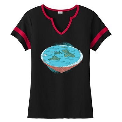 Flat Earth Theory Ladies Halftime Notch Neck Tee