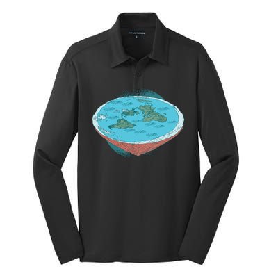 Flat Earth Theory Silk Touch Performance Long Sleeve Polo