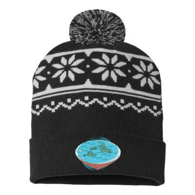 Flat Earth Theory USA-Made Snowflake Beanie