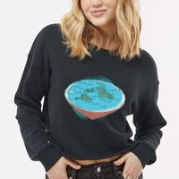 Flat Earth Theory Cropped Pullover Crew