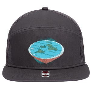 Flat Earth Theory 7 Panel Mesh Trucker Snapback Hat