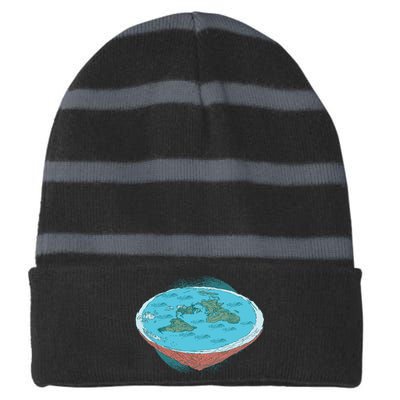 Flat Earth Theory Striped Beanie with Solid Band