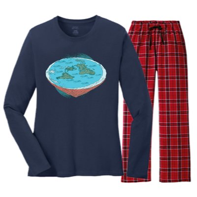 Flat Earth Theory Women's Long Sleeve Flannel Pajama Set 