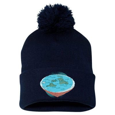 Flat Earth Theory Pom Pom 12in Knit Beanie