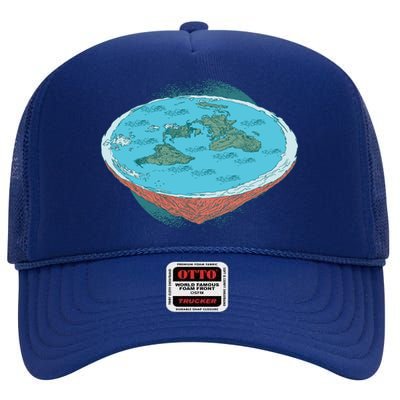 Flat Earth Theory High Crown Mesh Back Trucker Hat