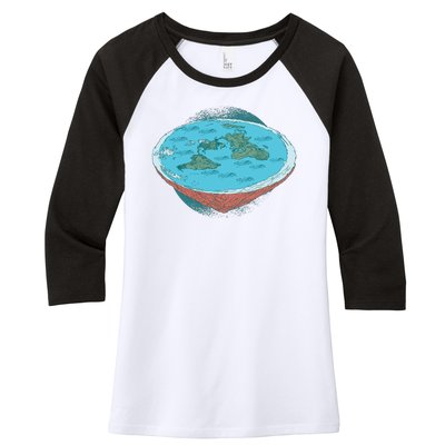 Flat Earth Theory Women's Tri-Blend 3/4-Sleeve Raglan Shirt