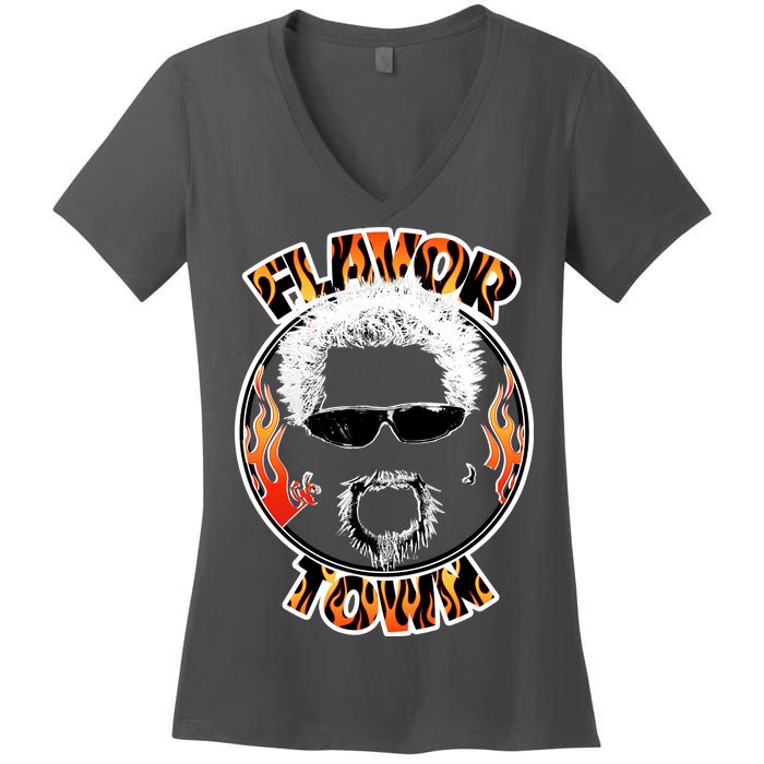 Flavor Town Cooking Guy Women's V-Neck T-Shirt