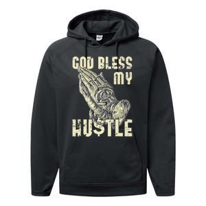 funny Lord Bless My Hustle Double My Income Performance Fleece Hoodie