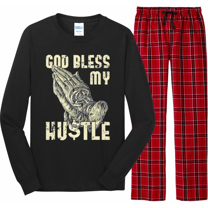 funny Lord Bless My Hustle Double My Income Long Sleeve Pajama Set