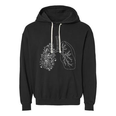 Floral Lung Botanical Asthma Cystic Fibrosis Pulmonology Garment-Dyed Fleece Hoodie