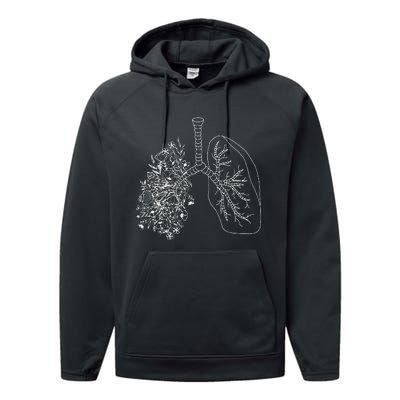 Floral Lung Botanical Asthma Cystic Fibrosis Pulmonology Performance Fleece Hoodie