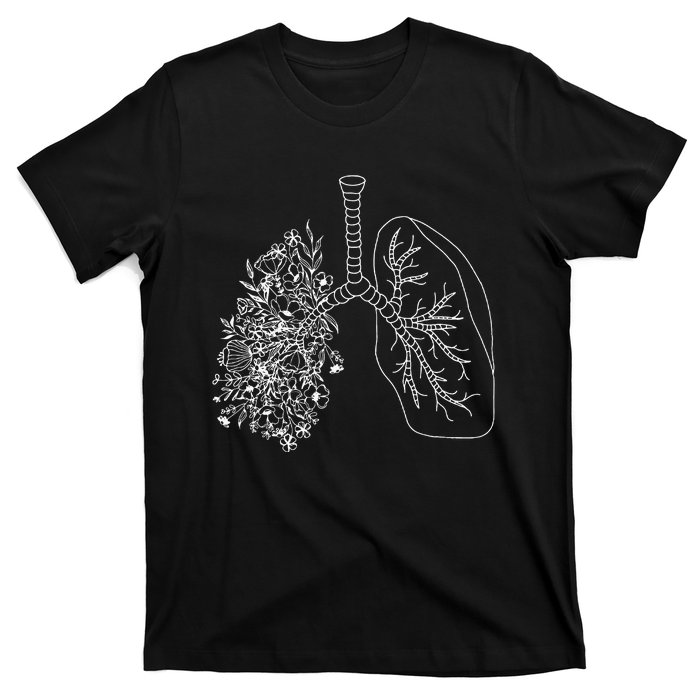 Floral Lung Botanical Asthma Cystic Fibrosis Pulmonology T-Shirt