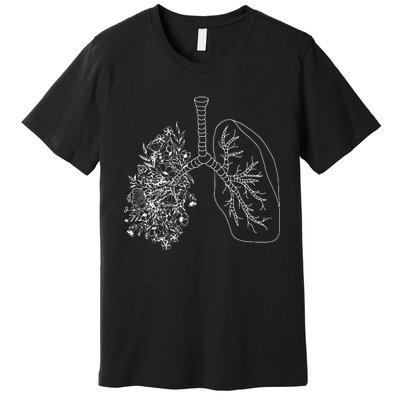 Floral Lung Botanical Asthma Cystic Fibrosis Pulmonology Premium T-Shirt