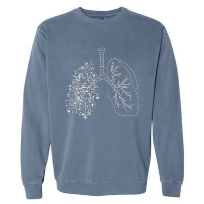 Floral Lung Botanical Asthma Cystic Fibrosis Pulmonology Garment-Dyed Sweatshirt