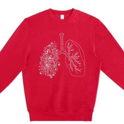 Floral Lung Botanical Asthma Cystic Fibrosis Pulmonology Premium Crewneck Sweatshirt