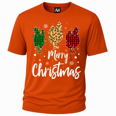 Family Leopard Buffalo Plaid Chicken Merry Christmas Gift Cooling Performance Crew T-Shirt