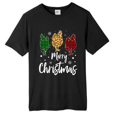 Family Leopard Buffalo Plaid Chicken Merry Christmas Gift Tall Fusion ChromaSoft Performance T-Shirt