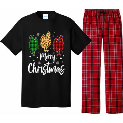 Family Leopard Buffalo Plaid Chicken Merry Christmas Gift Pajama Set