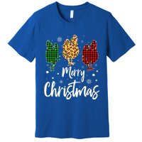 Family Leopard Buffalo Plaid Chicken Merry Christmas Gift Premium T-Shirt